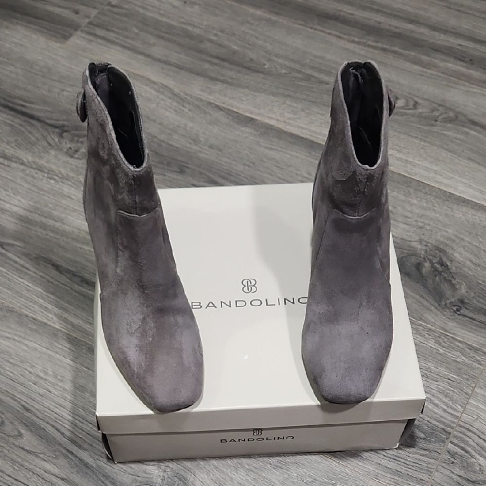 Bandalino Dk Grey Suede Snap Button Fauna Booties